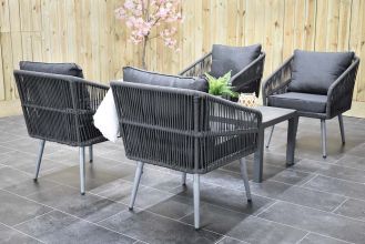Pescara Loungeset 4 Lounge Tuinstoelen Lage Tafel Antracite SHOWROOMMODEL