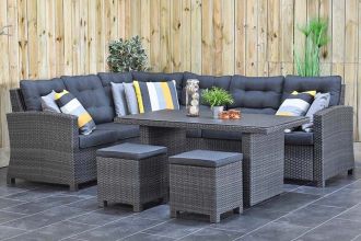 Las Palmas Loungeset Hoekbank Hoge Tafel Spraystone met Krukjes Dark Grey SHOWROOMMODEL