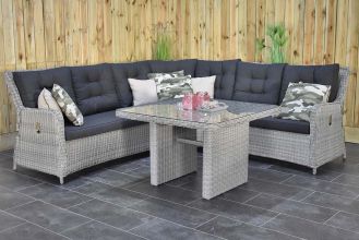 Madrid Verstelbare Loungeset Hoekbank Hoge Tafel Light Kobo Grey LENTE AANBIEDING