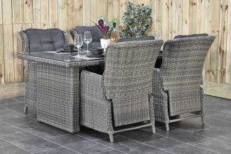 Menorca Tafel 180 met 4 Darwin Verstelbare Dining Tuinstoelen Kobo Grey