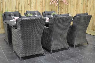 Menorca Tafel 225 Spraystone met 6 Delano Dining Tuintoelen Rock Grey