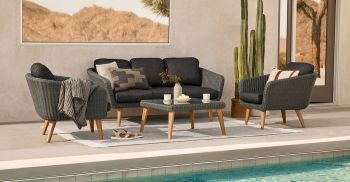 Mira Loungeset 3 Zitsbank 2 Lounge Tuinstoelen Lage Tafel Anthracite 