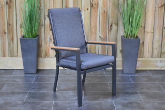 Oklahoma Aluminium Dining Tuinstoel Stapelbaar Dark Grey