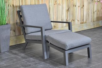 Pollencia Aluminium Loungeset 1 Lounge Tuinstoelen 1 Hocker Dark Grey