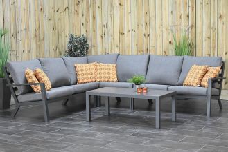 Pollencia Loungeset Hoekbank Lage Tafel Aluminium Dark Grey