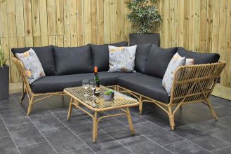 Preston Loungeset Hoekbank Lage Tafel Bamboo SHOWROOMMODEL
