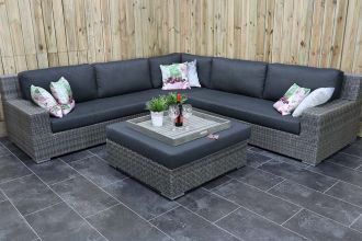 Riga Loungeset Hoekbank met Hocker Kobo Grey SHOWROOMMODEL