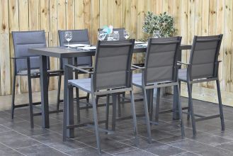 Saint Louis Aluminium Barset 6 Bar Tuinstoelen Hoge Tafel Dark Grey SHOWROOMMODEL