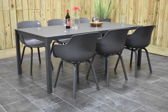 Stanley Tafel 200 Aluminium met 6 Bristol Kunststof Aluminium Dining Tuinstoelen Antracite SHOWROOMMODEL