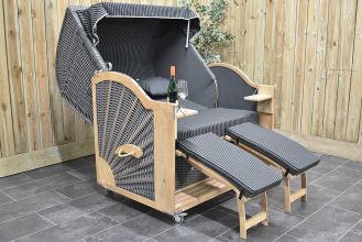 Luxe Strandkorf 2 Personen Teak Natural SHOWROOMMODEL