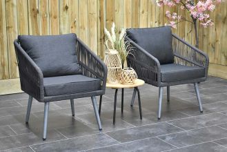 Pescara Loungeset 2 Lounge Tuinstoelen Lage Tafel Teak Antracite SHOWROOMMODEL