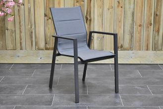 Abriola Aluminium Dining Tuinstoel Stapelbaar Dark Grey WINTER AANBIEDING