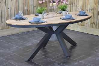 Tuintafel Ovaal Akron Teak 220 Dark Grey