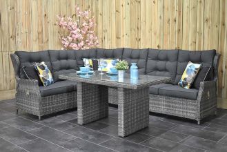 Barcelona Verstelbare Loungeset Hoekbank XL Hoge Tafel Kobo Grey WINTER AANBIEDING