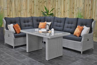 Barcelona Verstelbare Loungeset Hoekbank XL Hoge Tafel Light Kobo Grey WINTER AANBIEDING