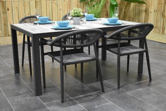 Bergamo Tafel 165 Dark Grey met 4 Barge Anthracite B-KEUS