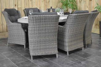 Bixley Ovale Tafel 240 Polystone met 6 Darwin Dining Tuinstoelen Kobo Grey