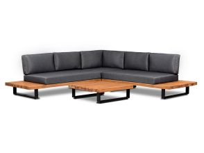 Atlanta Aluminium Loungeset Hoekbank met Lage Tafel Dark Grey WINTER AANBIEDING