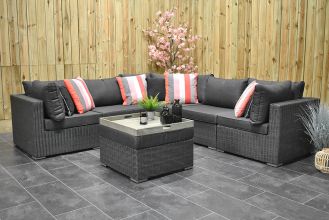 Boston Loungeset Hoekbank Big Corner met Hocker Rock Grey WINTER AANBIEDING