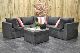 Boston Loungeset Hoekbank met Hocker Rock Grey SHOWROOMMODEL
