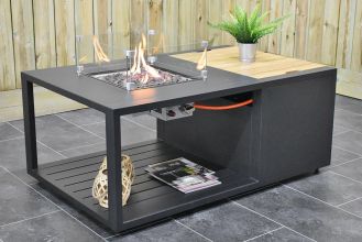 Buseto Aluminium Vuurtafel Teak 134 x 86 Dark Grey