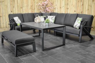 Carini Loungeset Hoekbank Big Corner Hoge Tafel Aluminium Black WINTER AANBIEDING