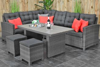 Las Palmas Loungeset Hoekbank Hoge Tafel Polywood met Krukjes Dark Grey WINTER AANBIEDING