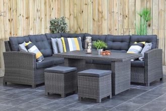 Las Palmas Loungeset Hoekbank Hoge Tafel Spraystone met Krukjes Dark Grey WINTER AANBIEDING