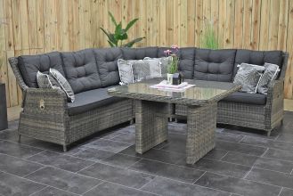 Madrid Verstelbare Loungeset Hoekbank Hoge Tafel Kobo Grey WINTER AANBIEDING
