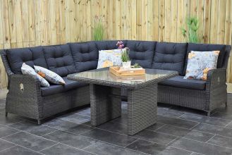 Madrid Verstelbare Loungeset Hoekbank Hoge Tafel Rock Grey WINTER AANBIEDING