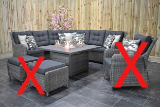 Madrid Verstelbare Loungeset Hoekbank Genua 120 Vuurtafel Kobo Grey WINTER AANBIEDING