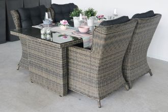 Menorca Tafel 180 met 4 Delano Dining Tuinstoelen Kobo Grey SHOWROOMMODEL