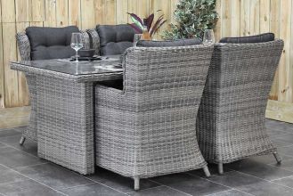 Menorca 180 Tafel met 4 Delano Dining Tuintoelen Natural Grey SHOWROOMMODEL