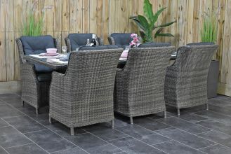 Menorca Tafel 225 met 6 Darwin Dining Tuinstoelen Kobo Grey