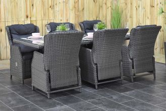 Menorca Tafel 225 met 6 Darwin Verstelbare Dining Tuinstoelen Rock Grey SHOWROOMMODEL