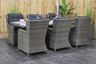 Menorca Tafel 225 met 6 Delano Dining Tuinstoelen Kobo Grey