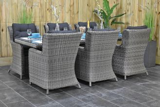 Menorca Tafel 225 met 6 Delano Dining Tuinstoelen Natural Grey