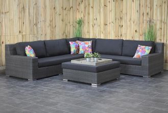 Riga Loungeset Hoekbank met Hocker Inclusief Loungestoel Rock Grey SHOWROOMMODEL