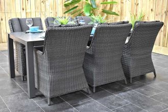 Veneto Tafel 220 Keramischblad met 6 Avalon Dining Tuinstoelen Rock Grey WINTER AANBIEDING