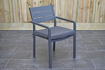 Bolton Aluminium Dining Tuinstoel Stapelbaar Dark Grey