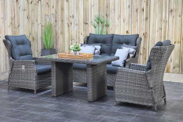 Barcelona Verstelbare Loungeset 2 Zitsbank 2 Lounge Tuinstoelen Hoge Tafel Kobo Grey