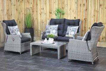 Barcelona Verstelbare Loungeset 2 Zitsbank 2 Lounge Tuinstoelen Lage Tafel Light Kobo Grey