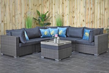 Boston Loungeset Hoekbank Big Corner met Hocker Dark Grey