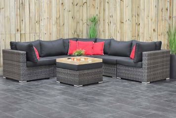 Boston Loungeset Hoekbank Big Corner met Hocker Kobo Grey