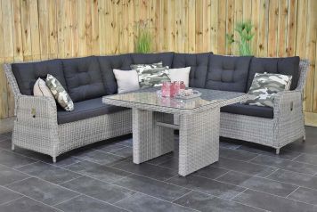 Madrid Verstelbare Loungeset Hoekbank Hoge Tafel Light Kobo Grey