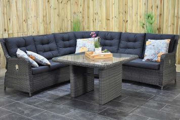 Madrid Verstelbare Loungeset Hoekbank Hoge Tafel Rock Grey