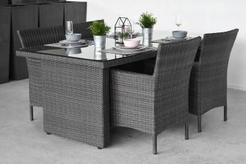 Menorca Tafel 180 met 4 Aruba Dining Tuinstoelen Dark Grey