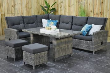 New York Verstelbare Loungeset Hoekbank Hoge Tafel met Krukjes Kobo Grey