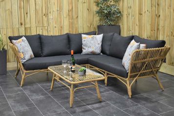 Preston Loungeset Hoekbank Lage Tafel Bamboo