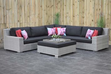 Riga Loungeset Hoekbank met Hocker Light Kobo Grey